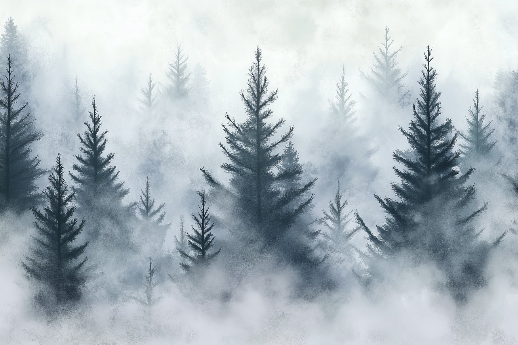 Group of trees in the fog Group of trees in the fog