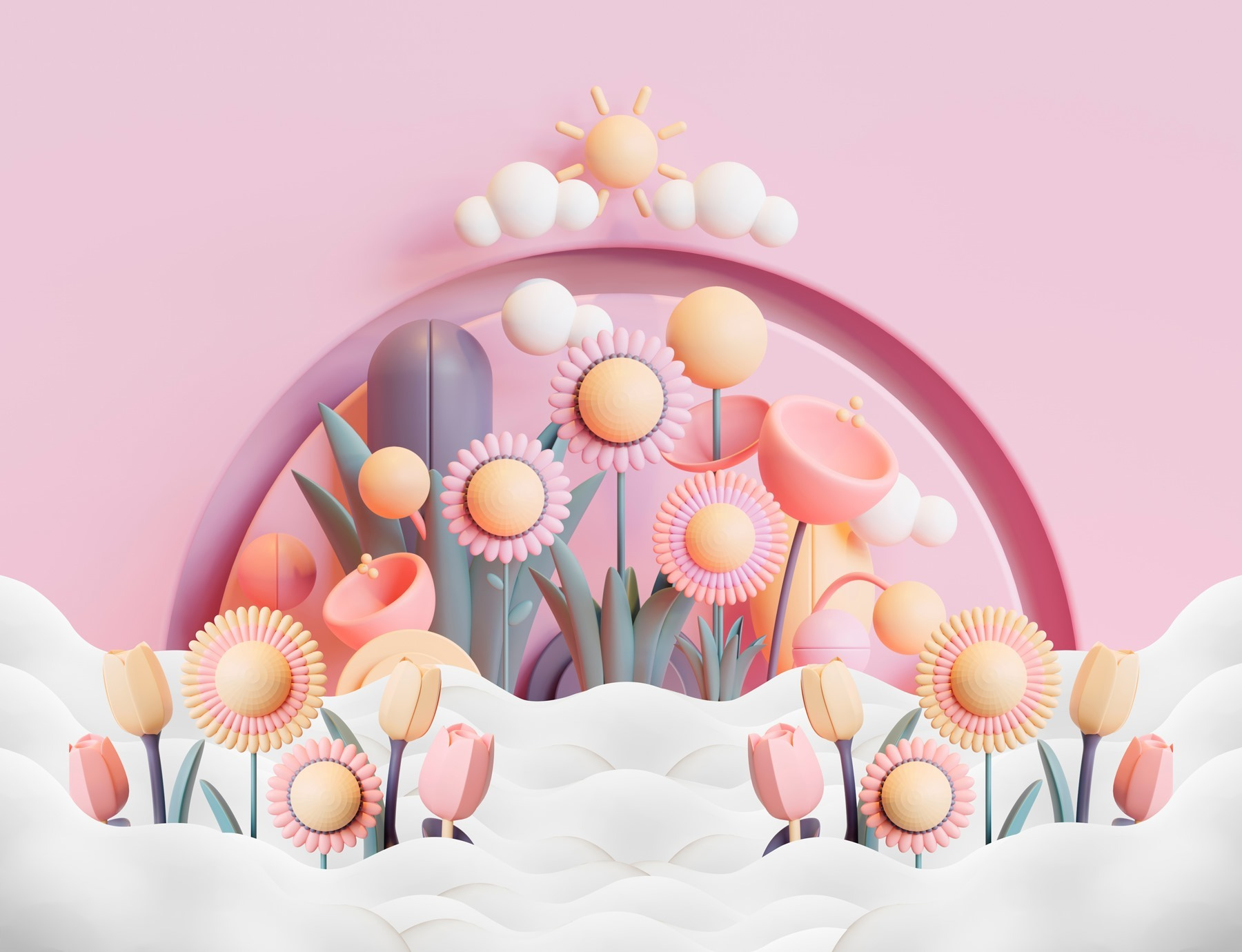 Group of flowers and plants