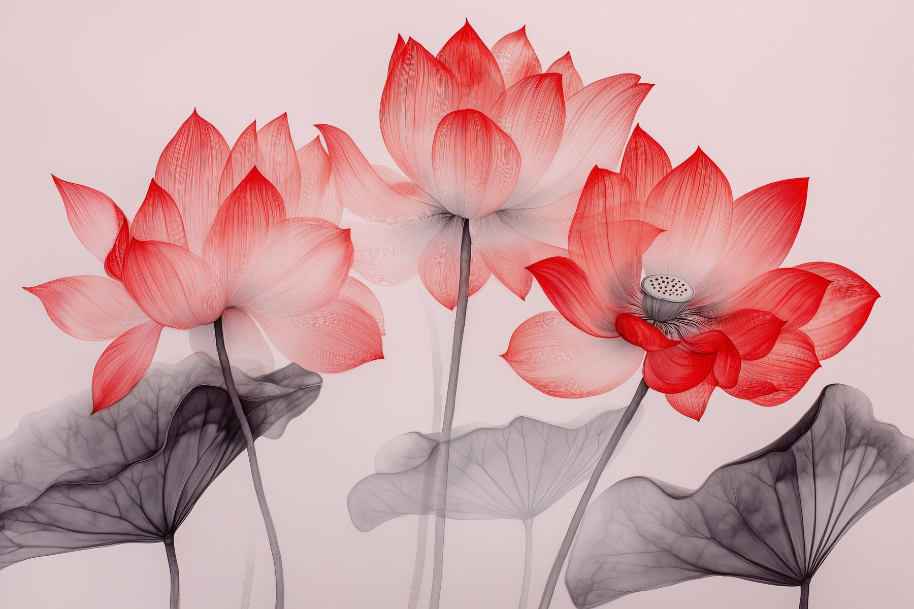 Group of pink flowers with leaves