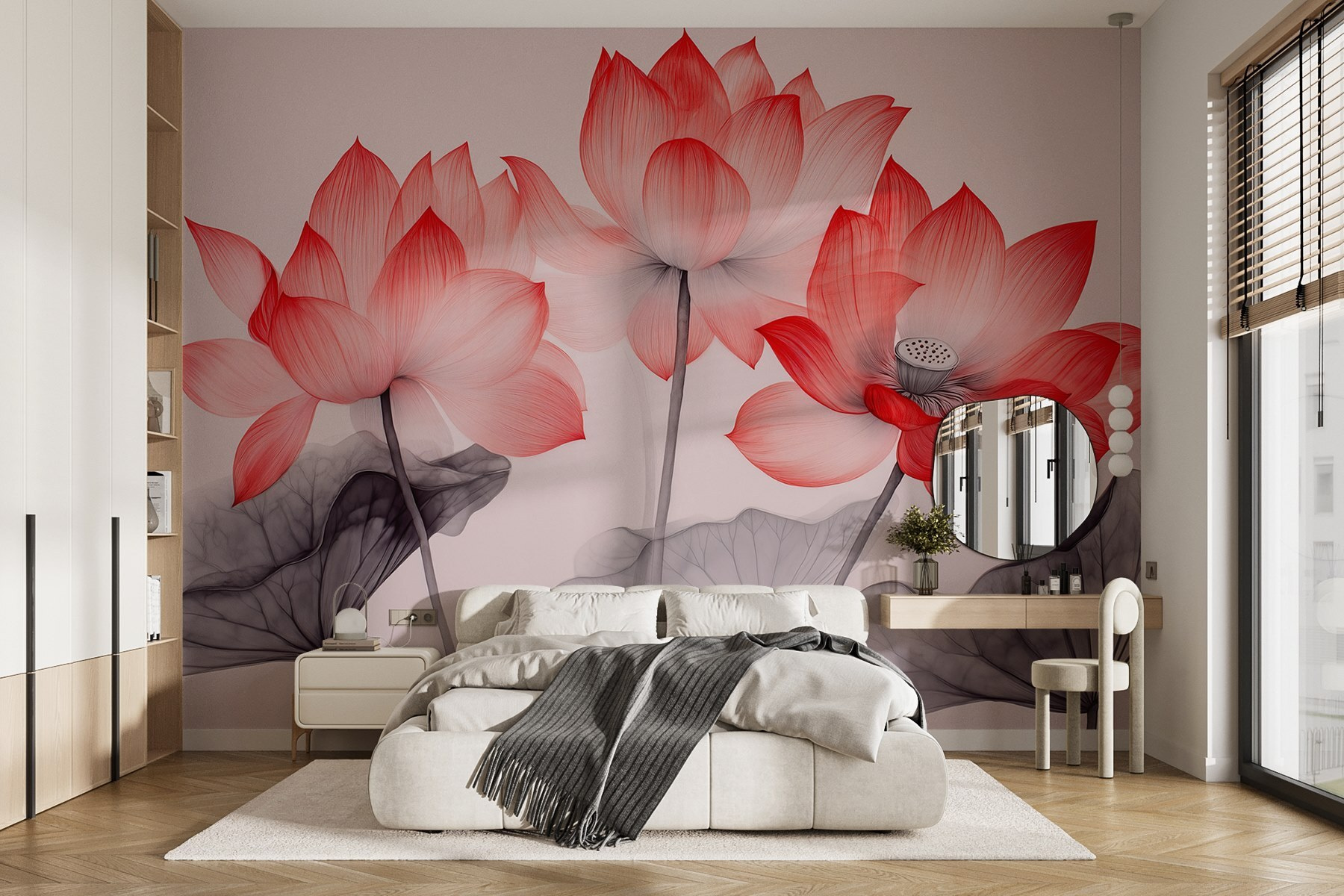 Group of pink flowers with leaves