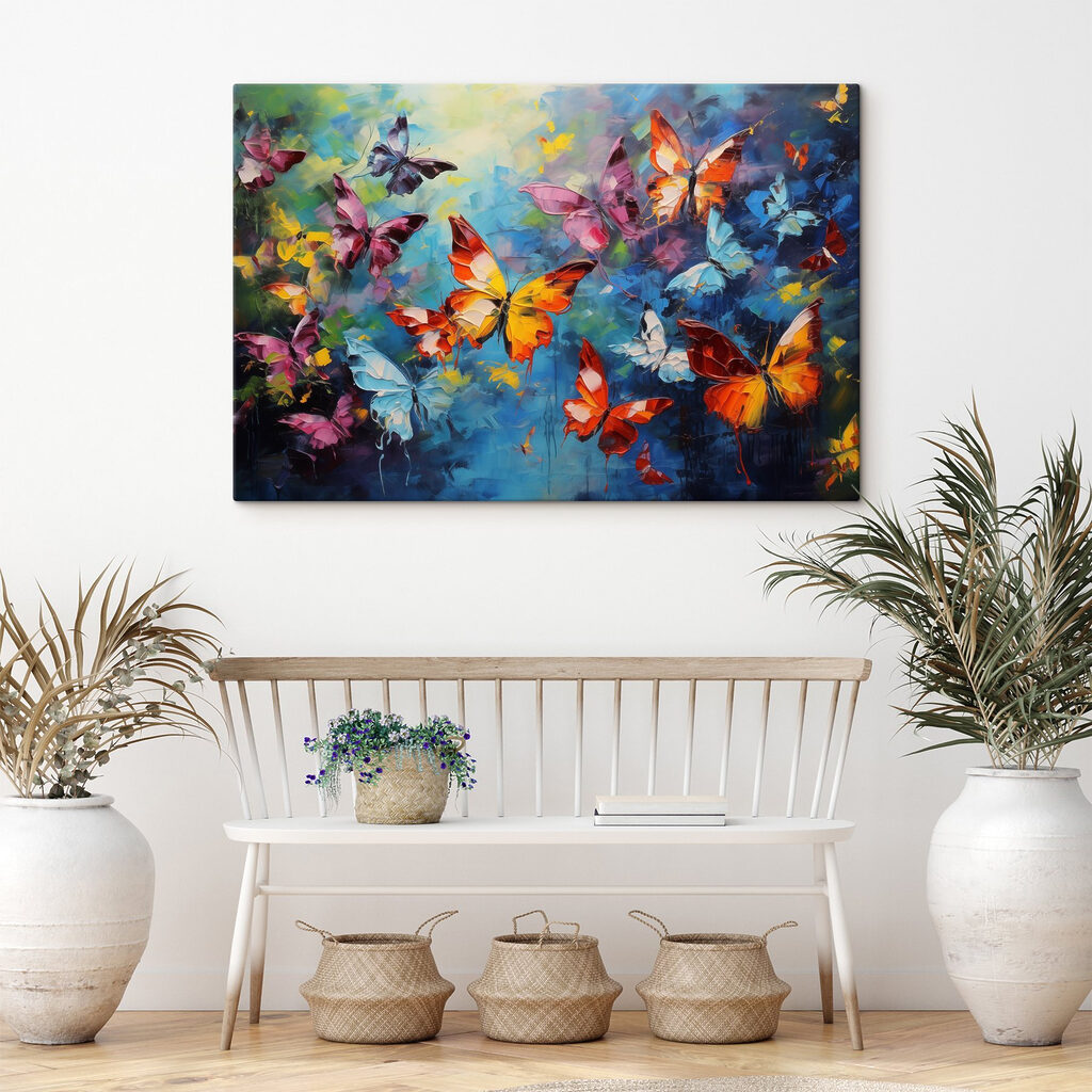 Painting of butterflies flying