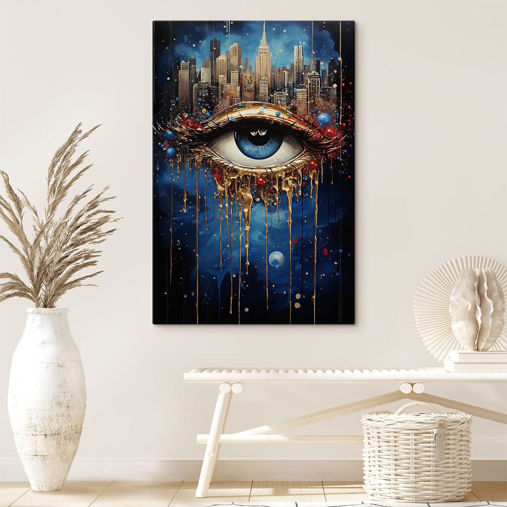 Mysterious eye with city reflection Mysterious eye with city reflection