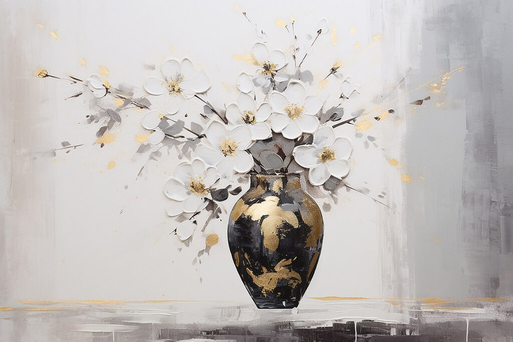 Painting of flowers in a vase