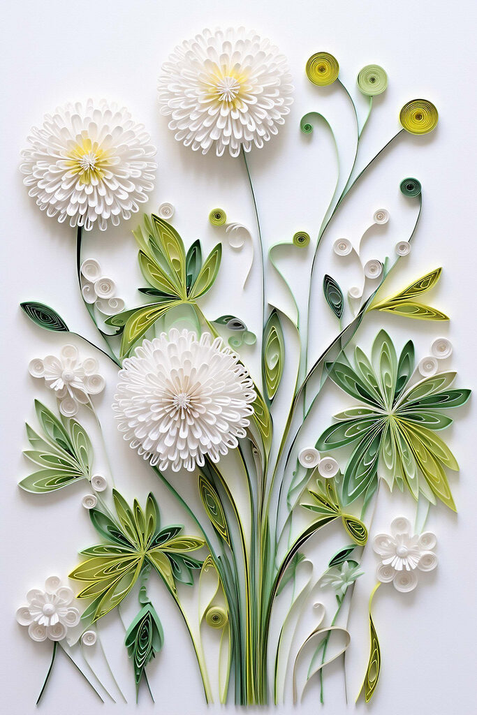 Paper flowers and leaves Paper flowers and leaves