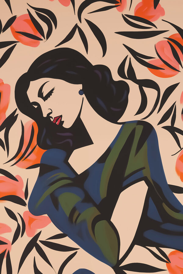 Painting of a woman with flowers Painting of a woman with flowers