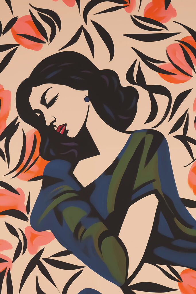 Painting of a woman with flowers Painting of a woman with flowers
