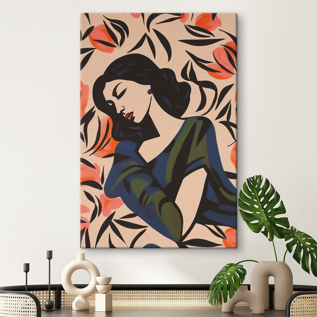 Painting of a woman with flowers Painting of a woman with flowers
