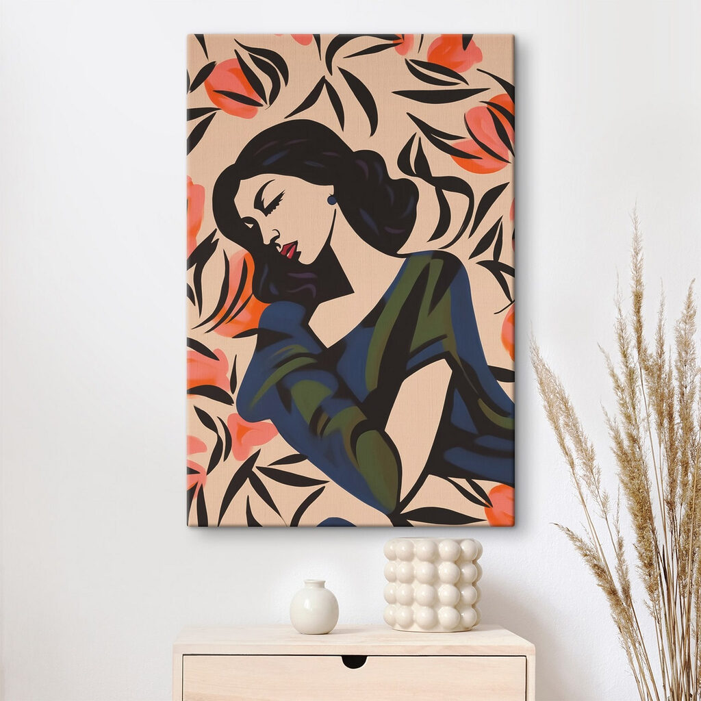 Painting of a woman with flowers Painting of a woman with flowers
