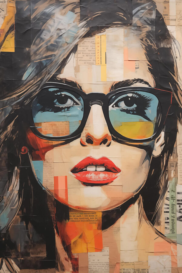 Painting of a woman wearing sunglasses Painting of a woman wearing sunglasses