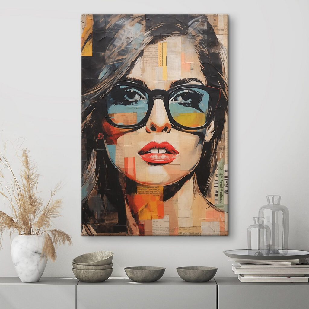 Painting of a woman wearing sunglasses Painting of a woman wearing sunglasses