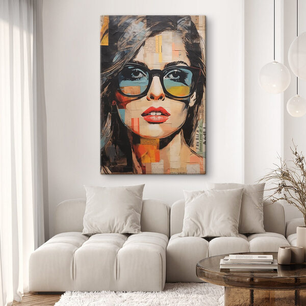 Painting of a woman wearing sunglasses Painting of a woman wearing sunglasses