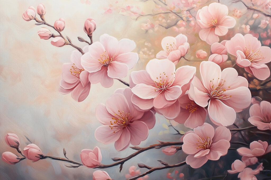 Painting of pink flowers