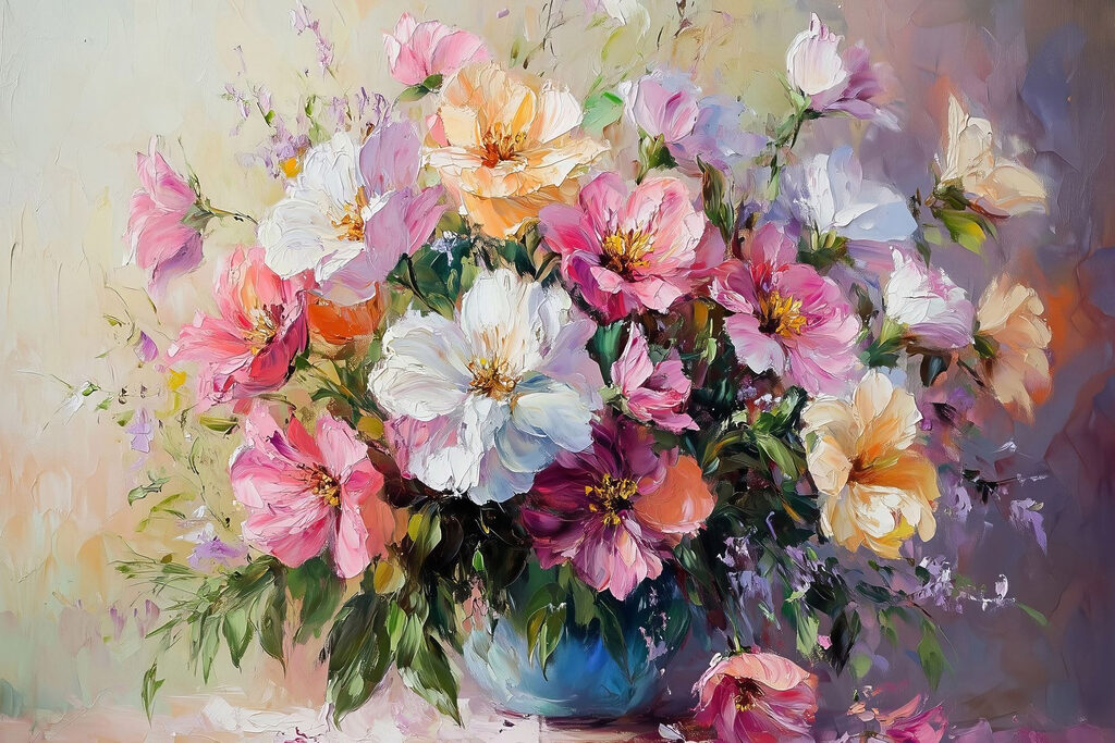 Painting of flowers in a vase