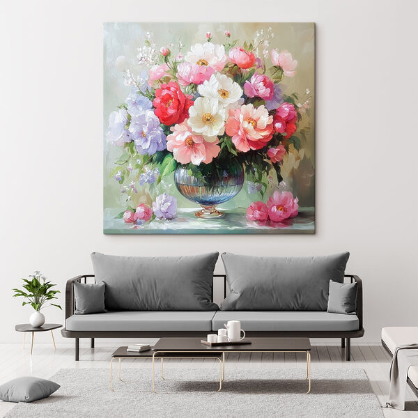 Painting of flowers in a vase Painting of flowers in a vase