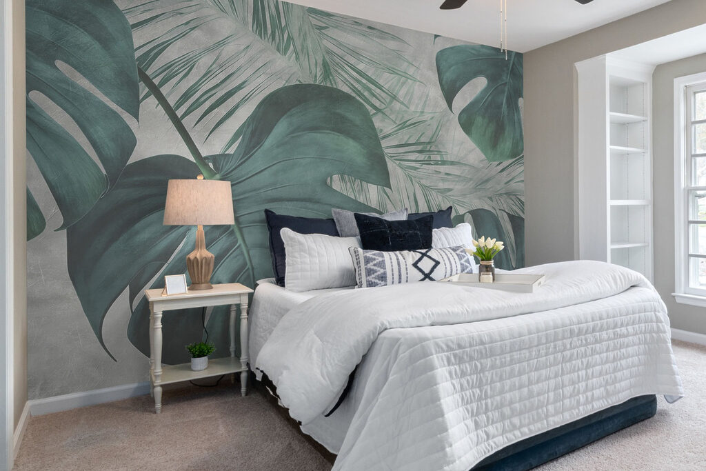 Lush green leaves in soft tones