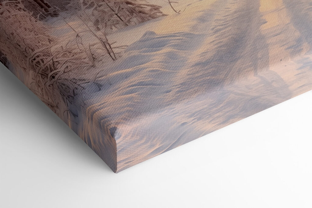 Snow covered road in a forest