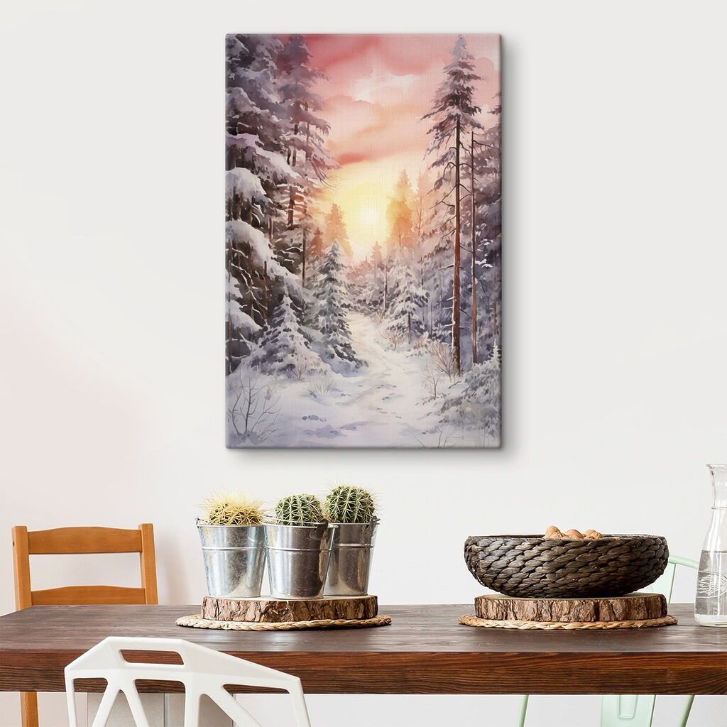 Watercolor painting of a snowy forest Watercolor painting of a snowy forest