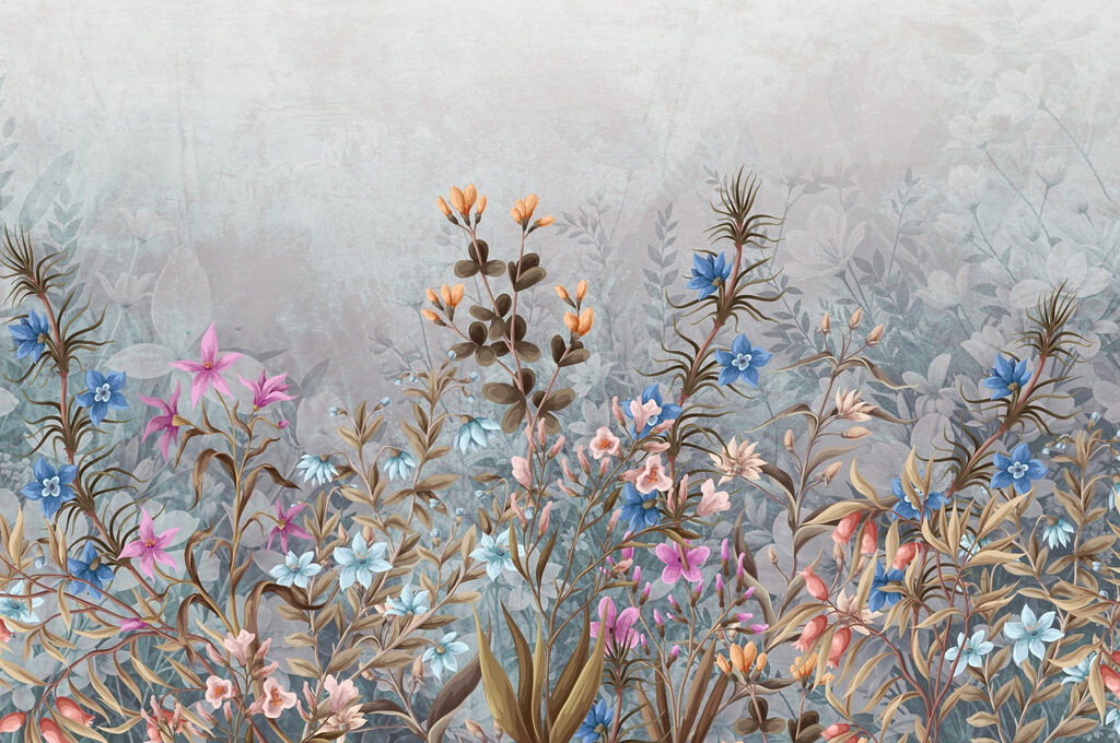 Painting of flowers and leaves
