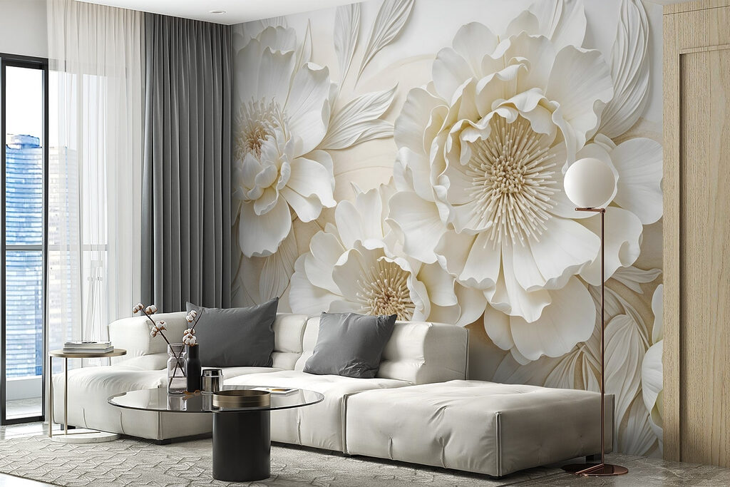 White flowers with leaves