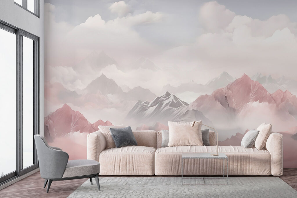 Mountain range with clouds