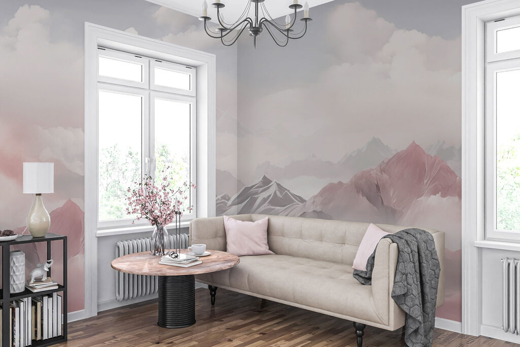 Mountain range with clouds