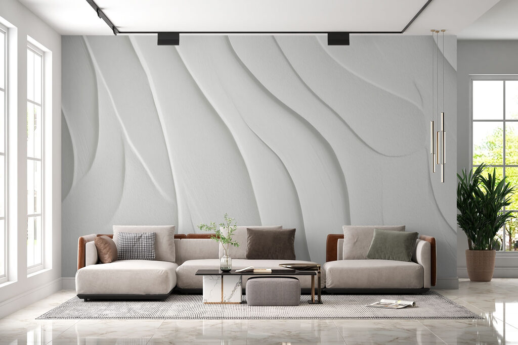 White surface with wavy lines White surface with wavy lines