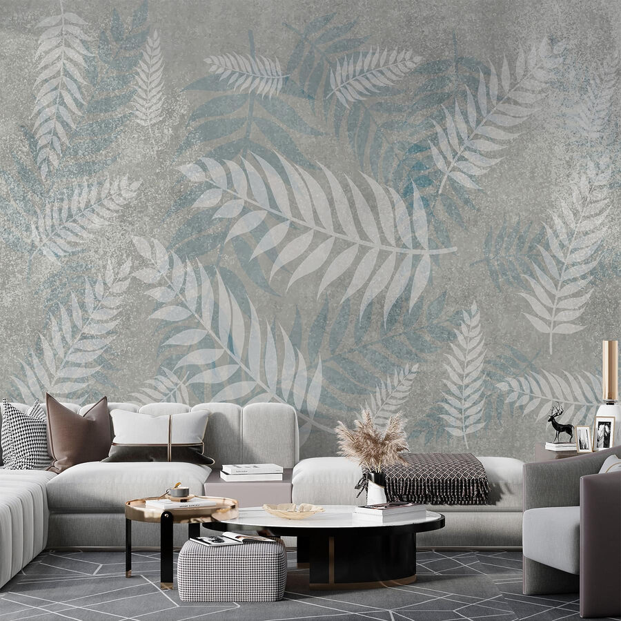 Grey and blue leaf pattern Grey and blue leaf pattern