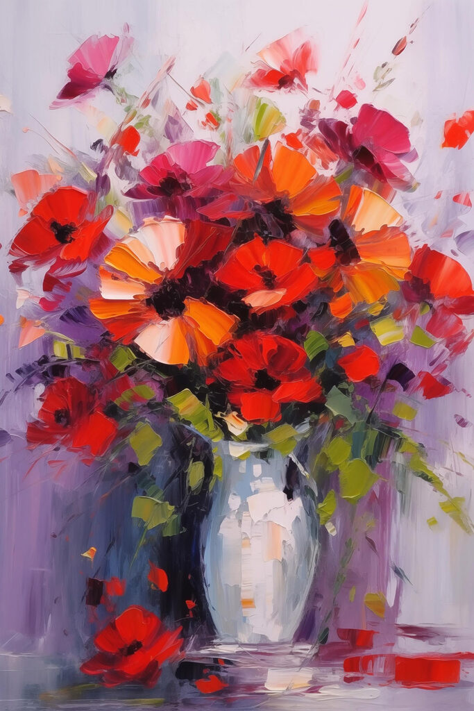 Painting of flowers in a vase