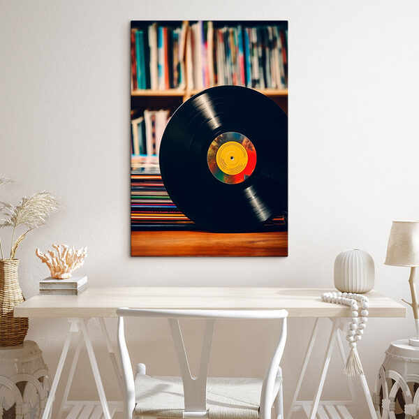 Record on a stack of records