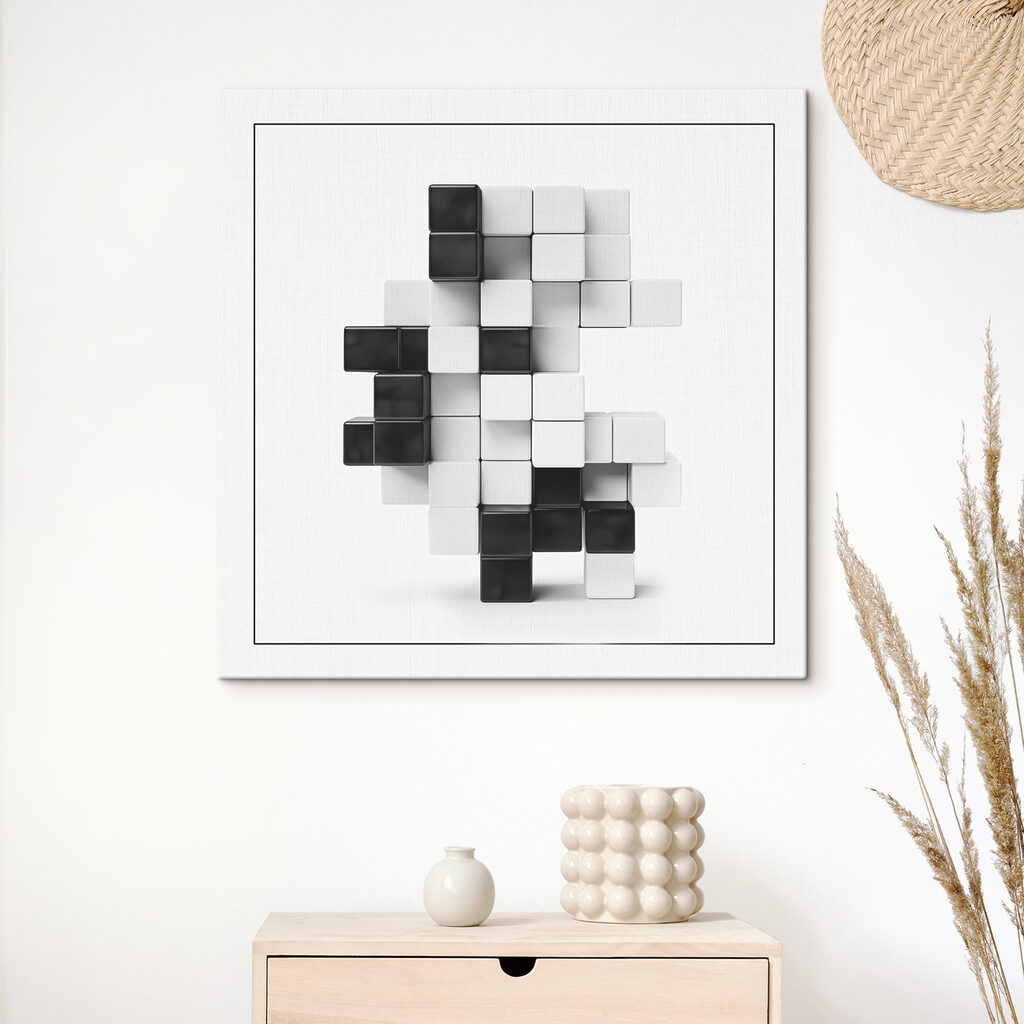 Black and white cubes stacked together