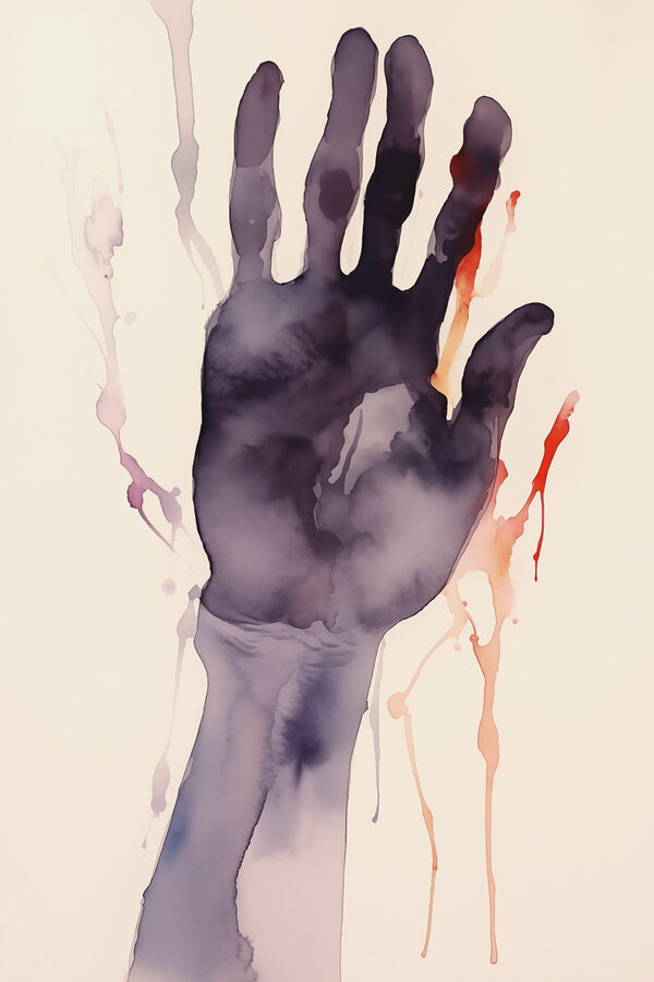 Hand with paint splatters Hand with paint splatters
