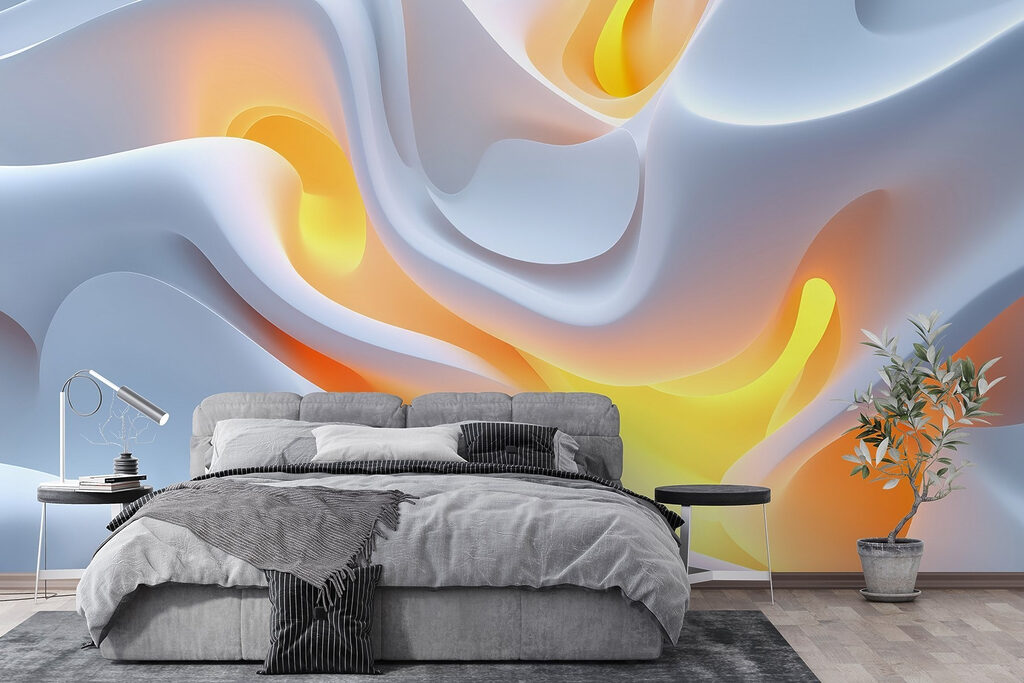 White and orange wavy surface