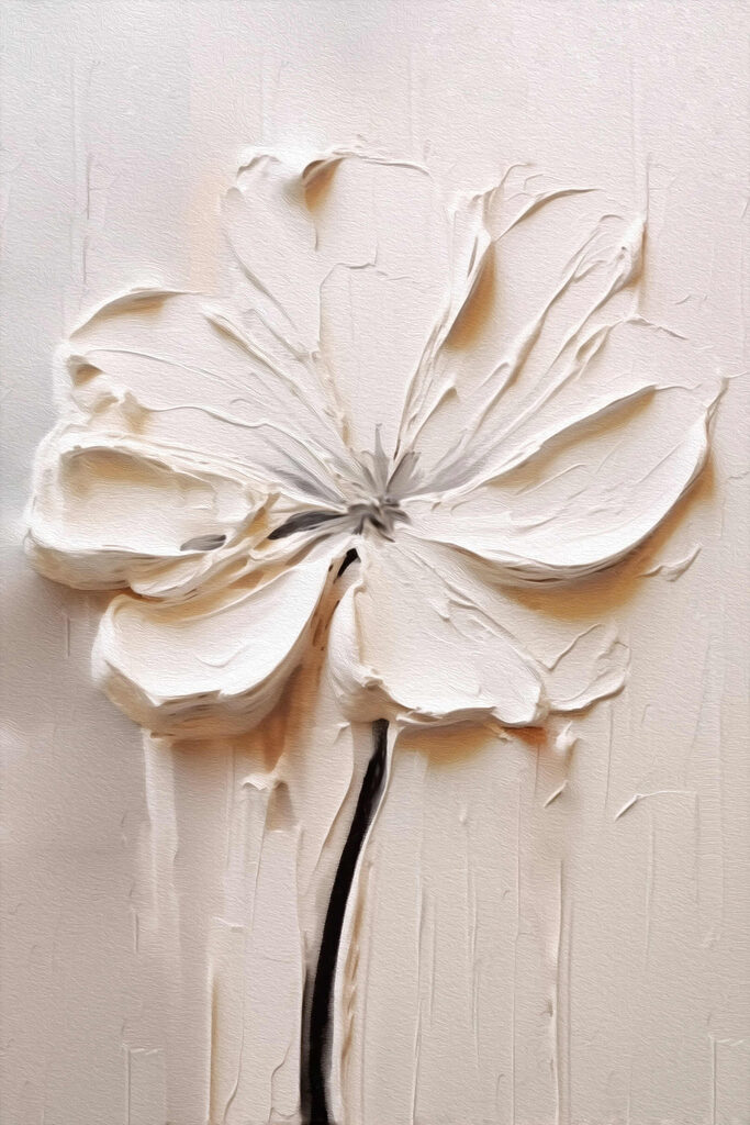 White flower carved into a white surface