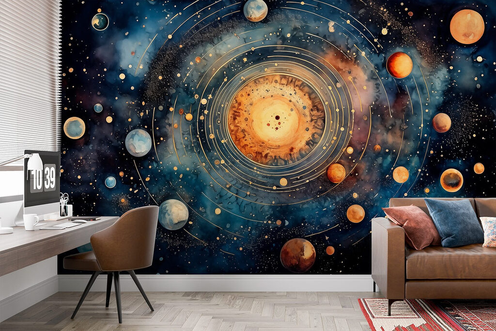 Painting of planets in space