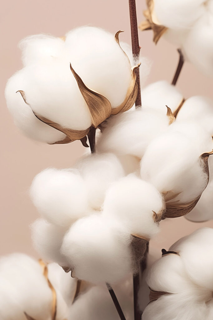 Soft cotton blooms in gentle light Soft cotton blooms in gentle light