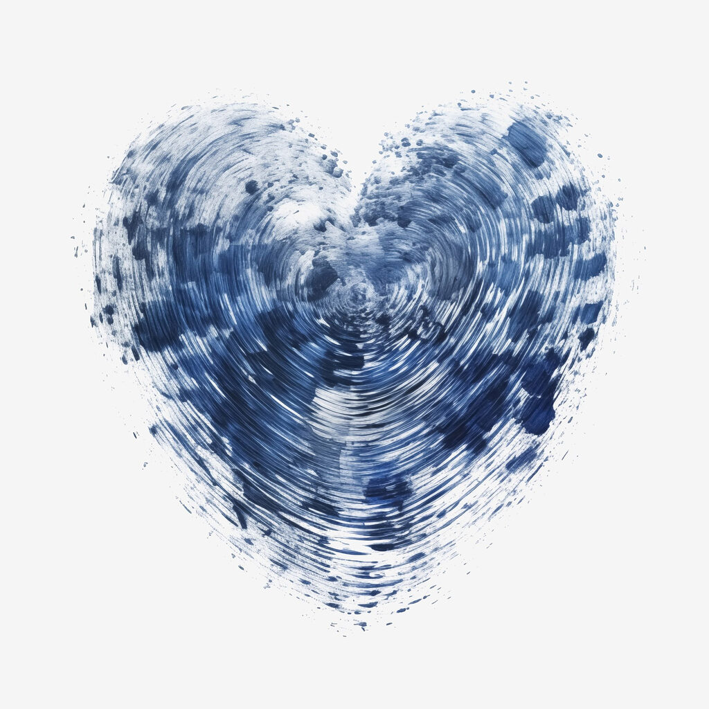 Blue heart with a white background