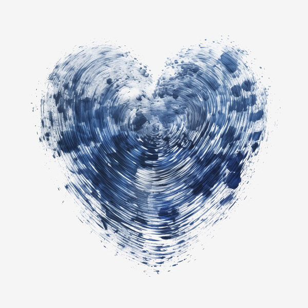 Blue heart with a white background