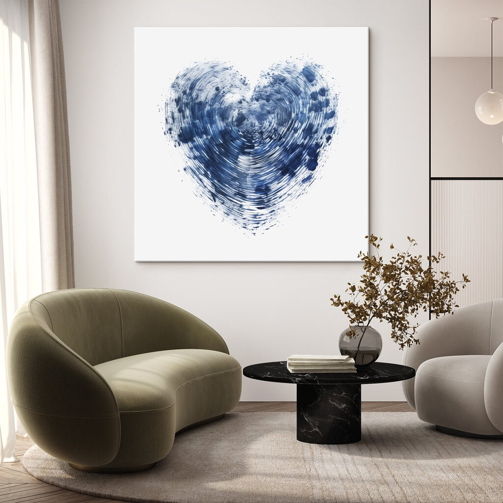 Blue heart with a white background