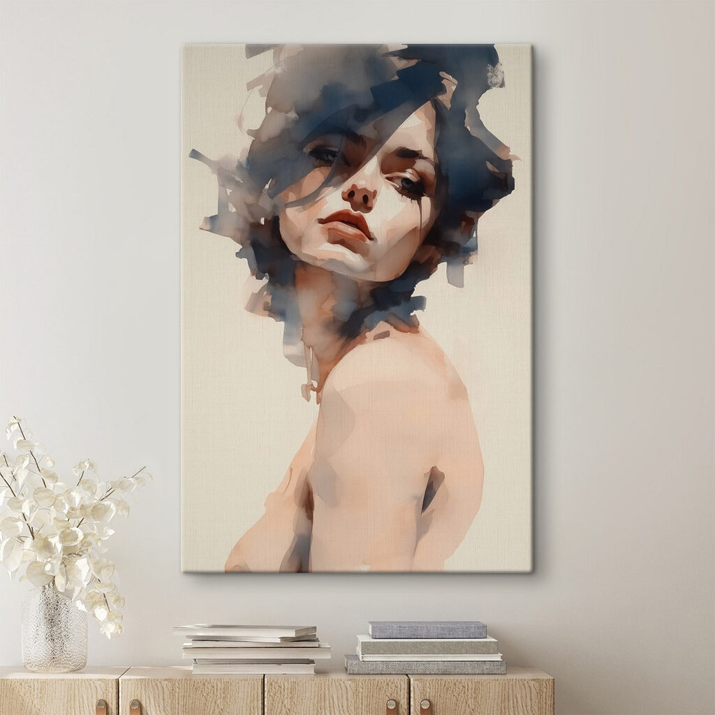 Woman with her hair blowing in the wind