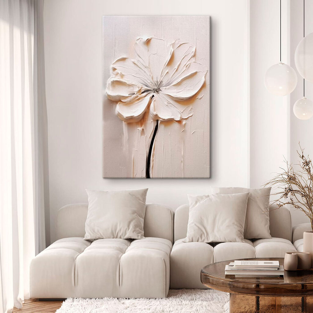 White flower carved into a white surface