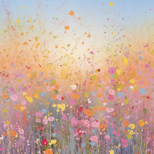 Painting of flowers in a field Painting of flowers in a field