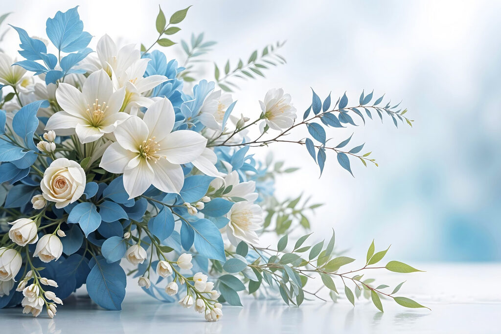 Bouquet of white and blue flowers Bouquet of white and blue flowers