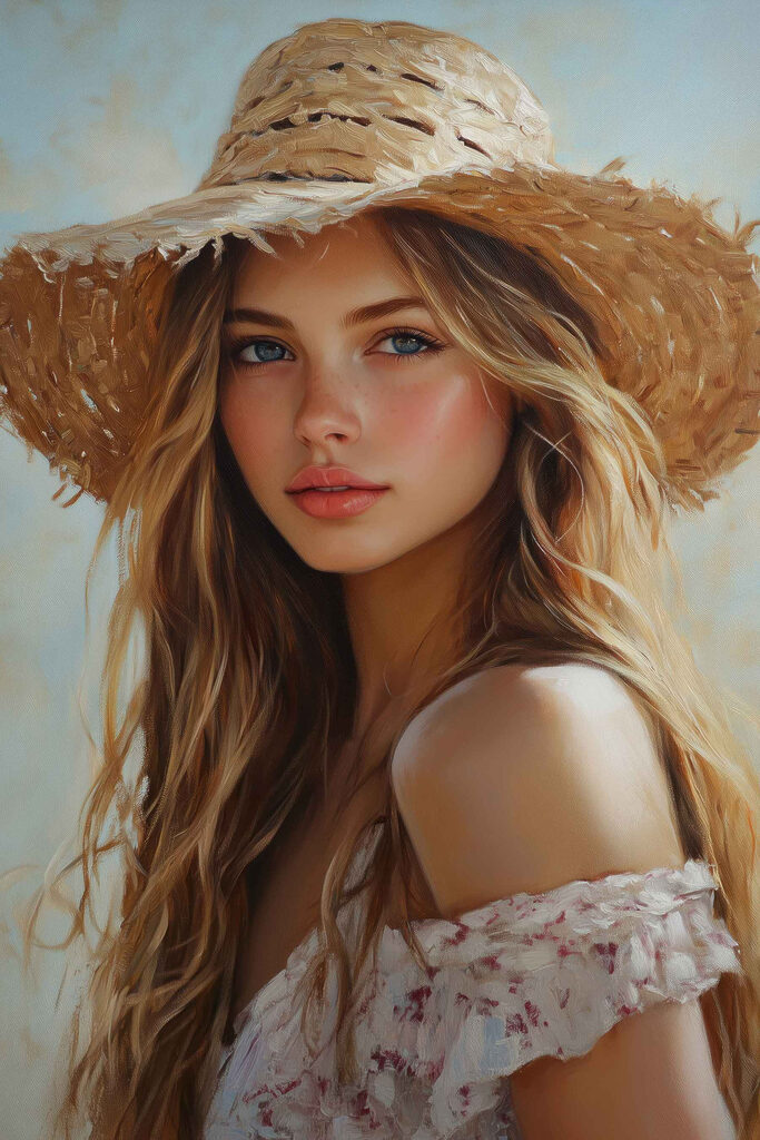 Woman wearing a straw hat