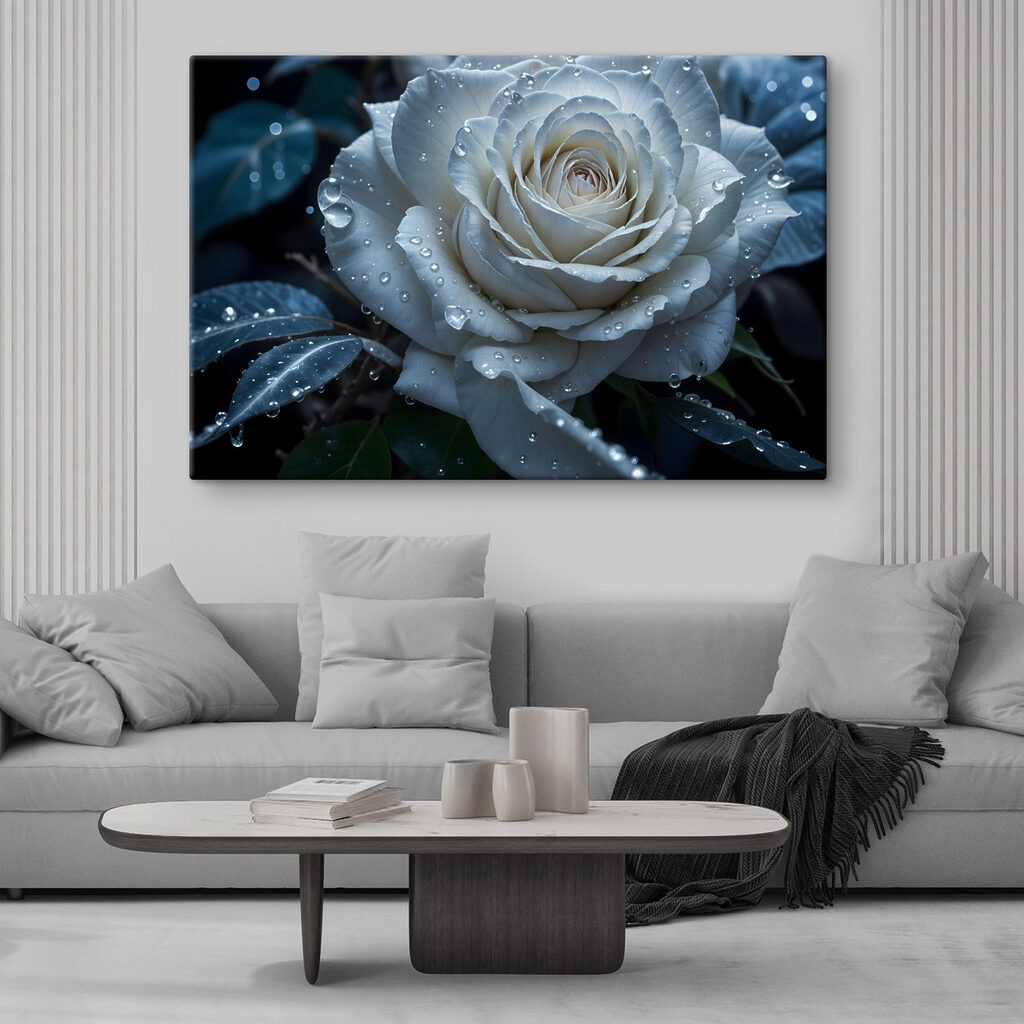 White rose with water drops on it