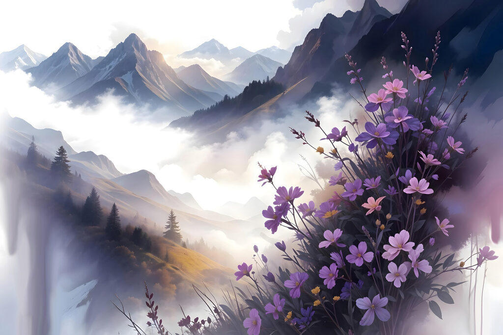 Purple flowers on a mountain Purple flowers on a mountain