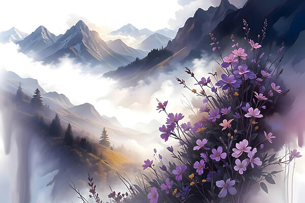 Purple flowers on a mountain Purple flowers on a mountain