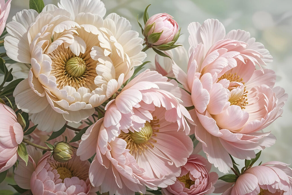 Delicate blooms in soft hues