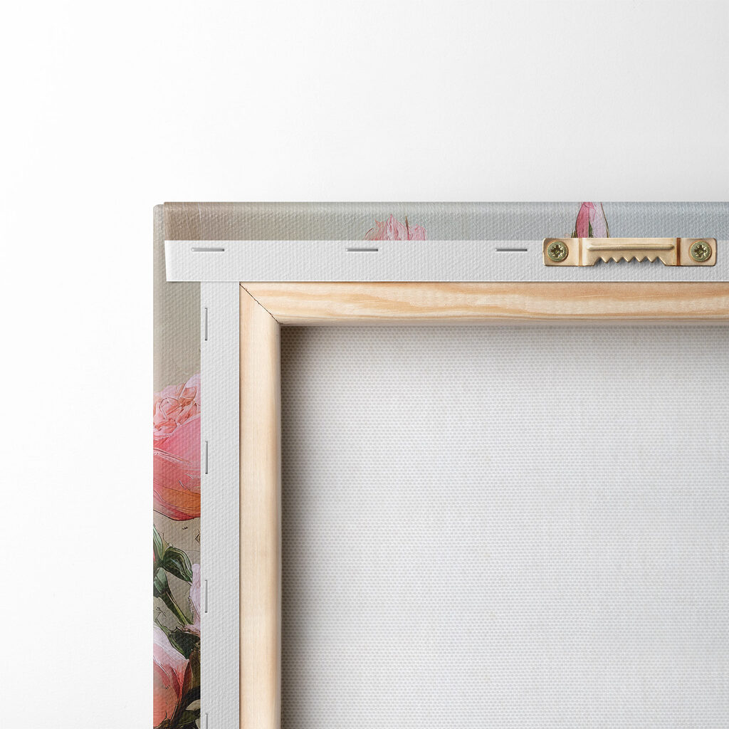 Painting of pink roses in a vase