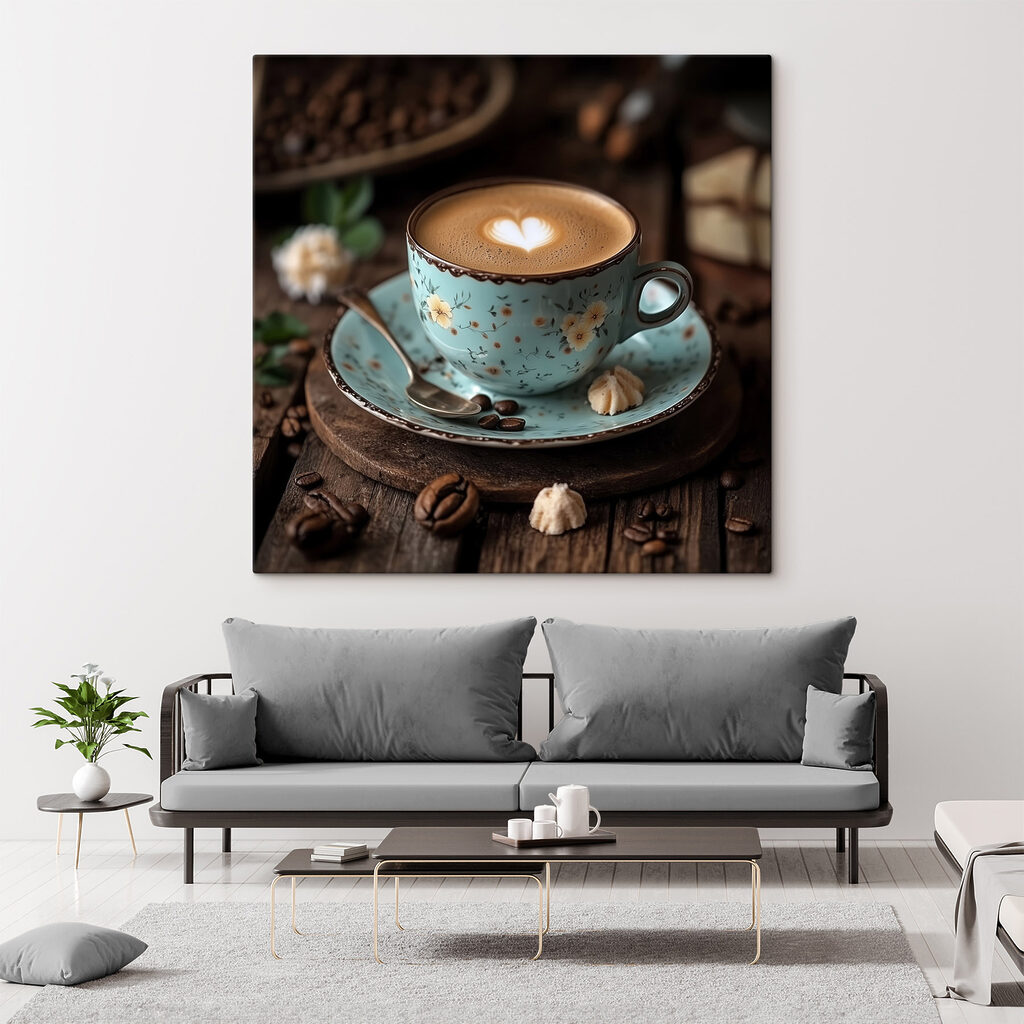 Cup of coffee with a heart shaped foam in the foam Cup of coffee with a heart shaped foam in the foam