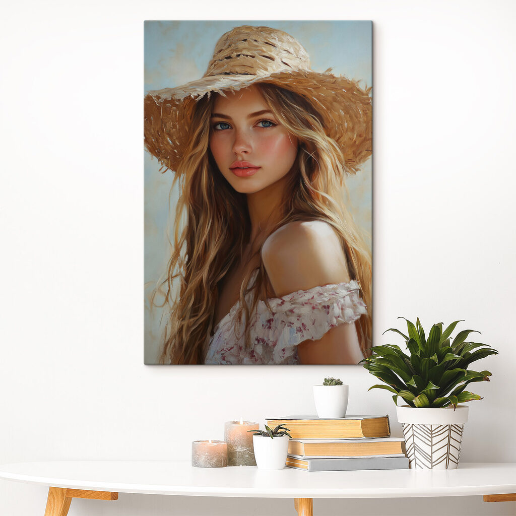 Woman wearing a straw hat